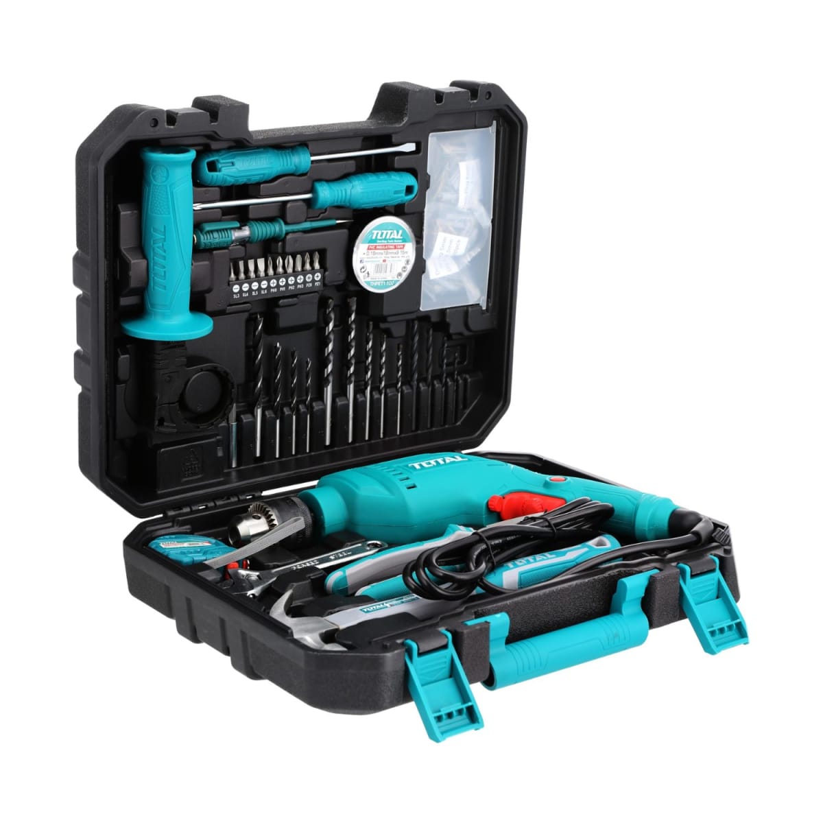 Taladro Percutor 680w Industrial + Set Herramientas Total4