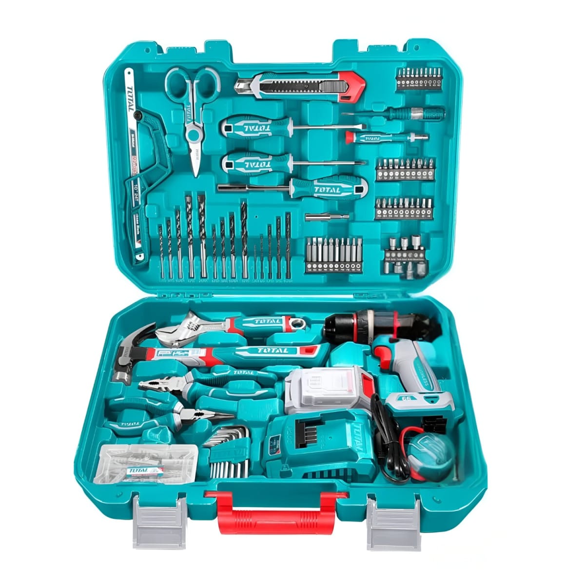 Taladro percutor 66nm 20v + 165 herramientas Total7