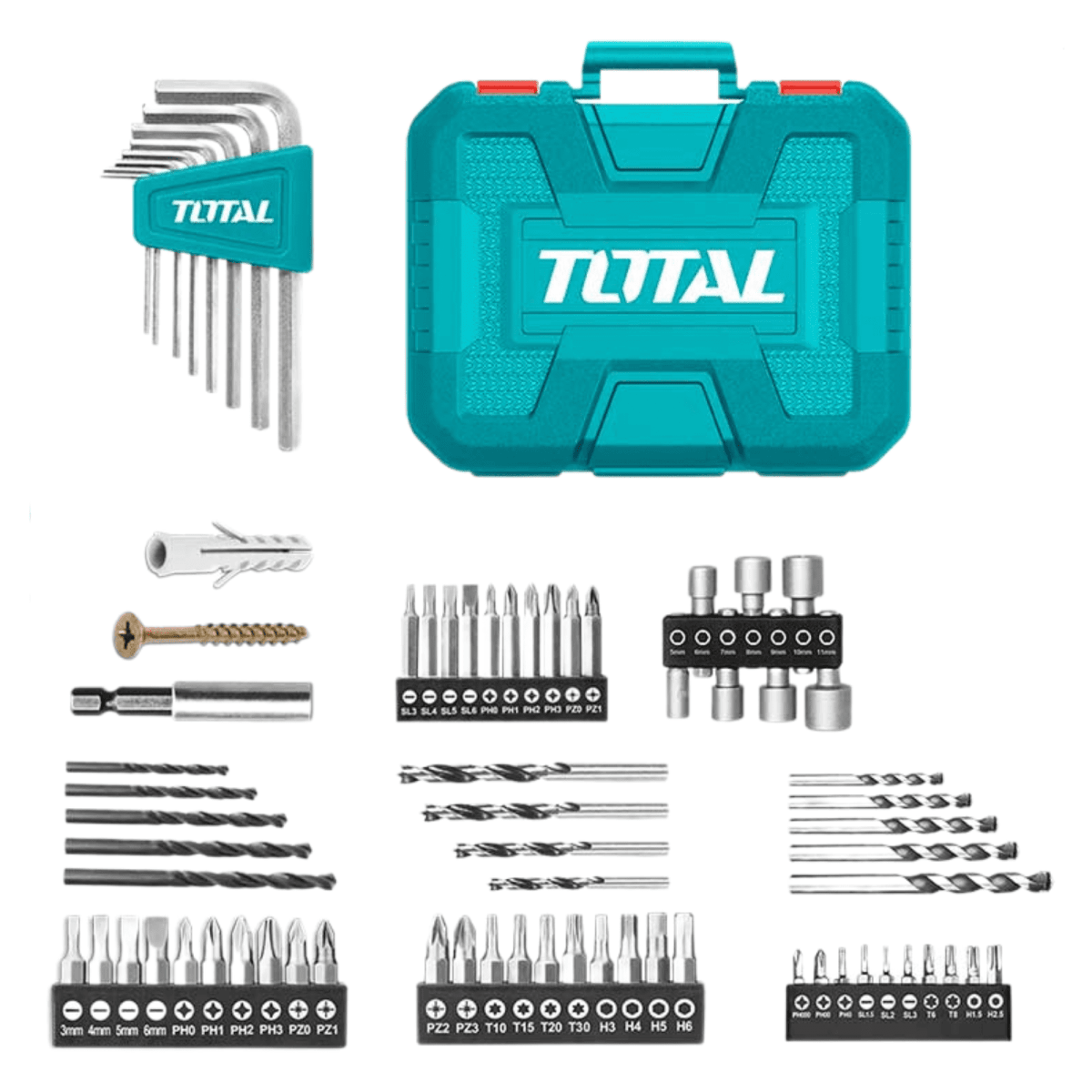 Taladro 20v + 165 herramientas Total5