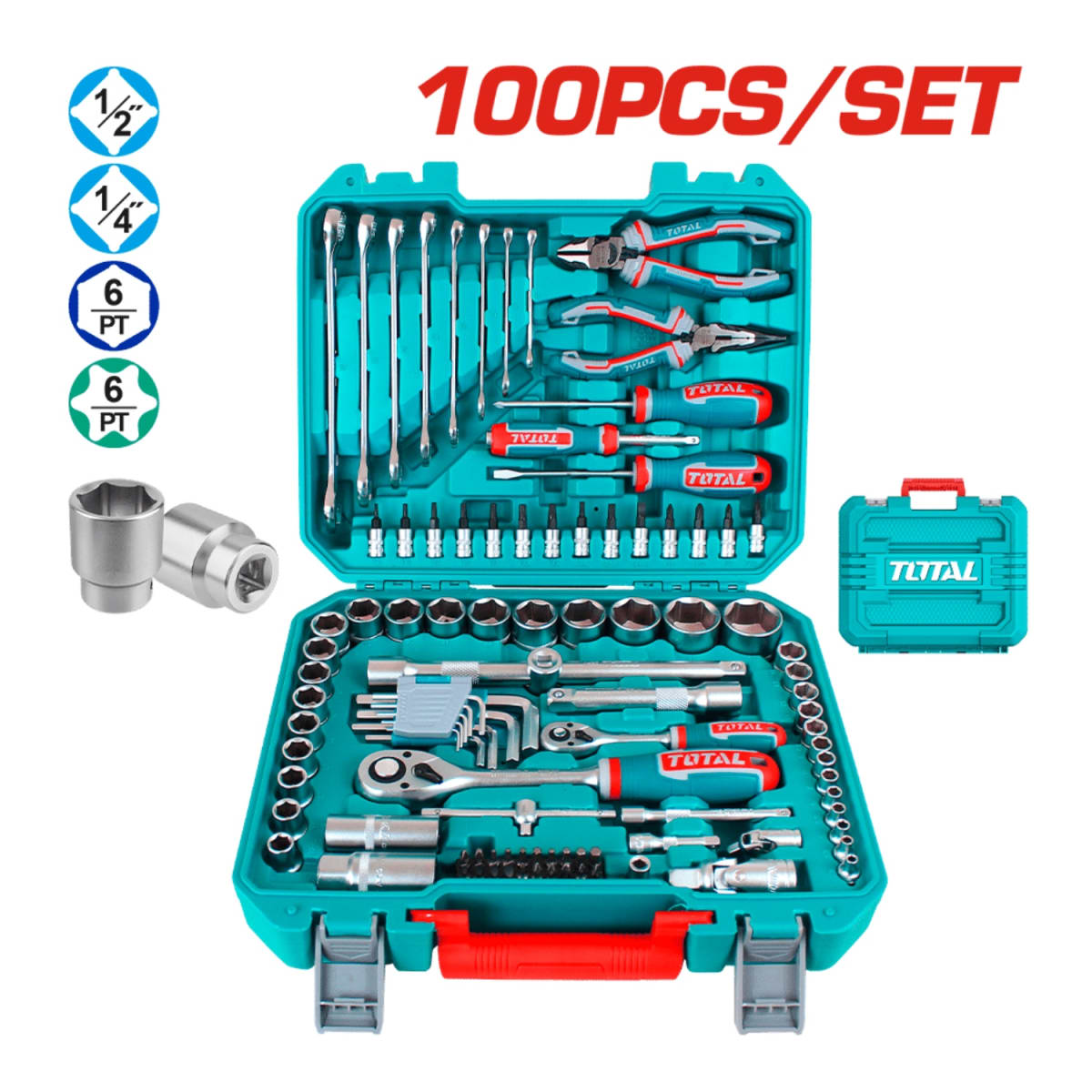 Set de Herramientas Combinadas 100pcs con Maletin Total2