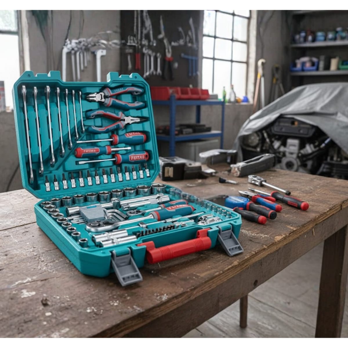 Set de Herramientas Combinadas 100pcs con Maletin Total3