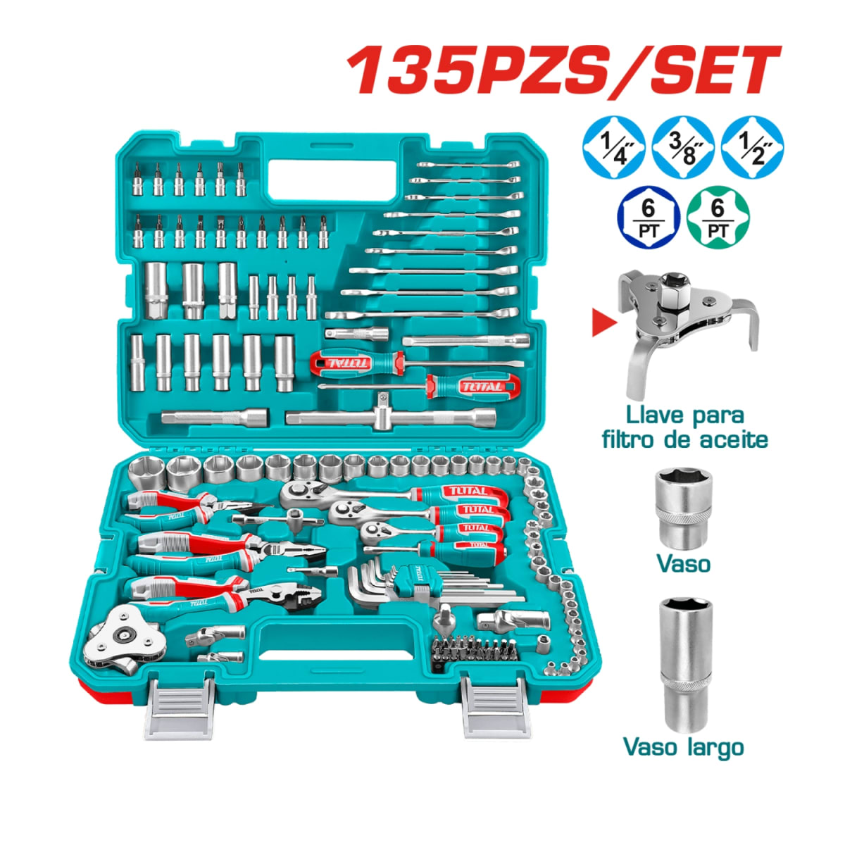 Set de Herramientas Combinadas 135pz Total2