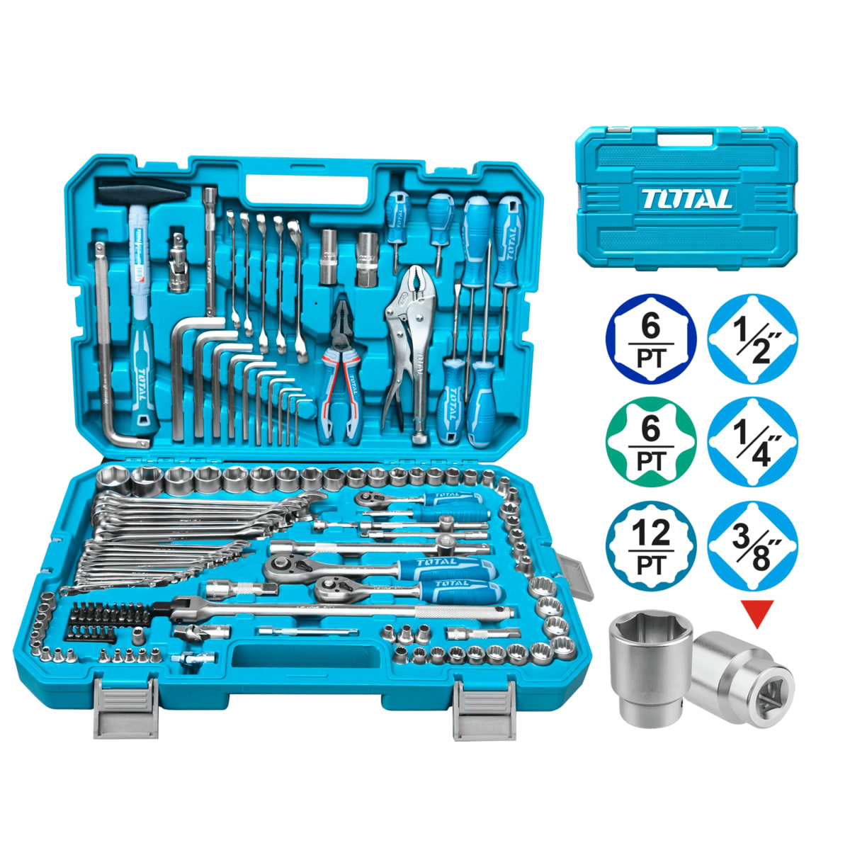 Set de Herramientas Combinadas de Llaves 142 pzs Total3