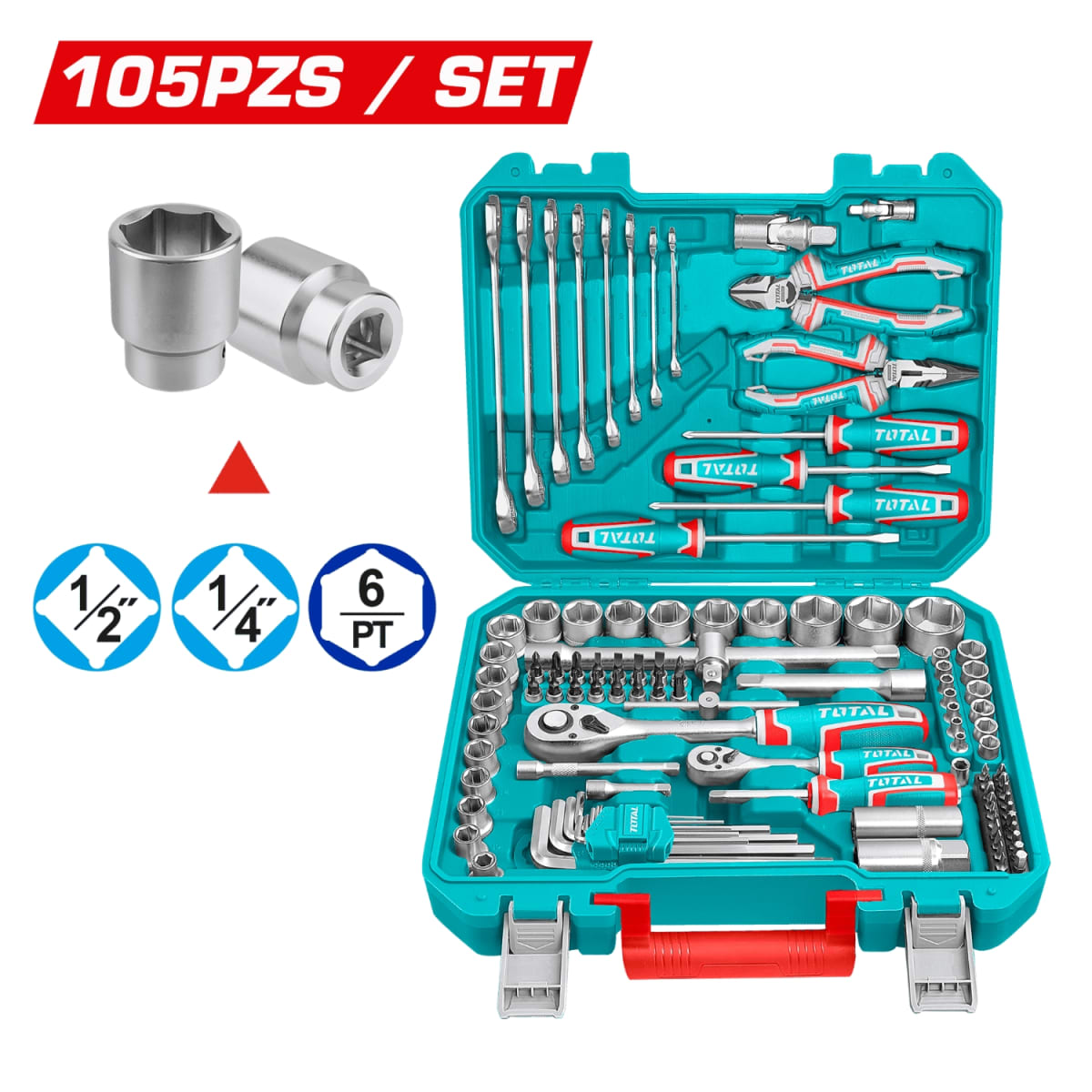 Set x 105pcs Herramientas Manuales Total2