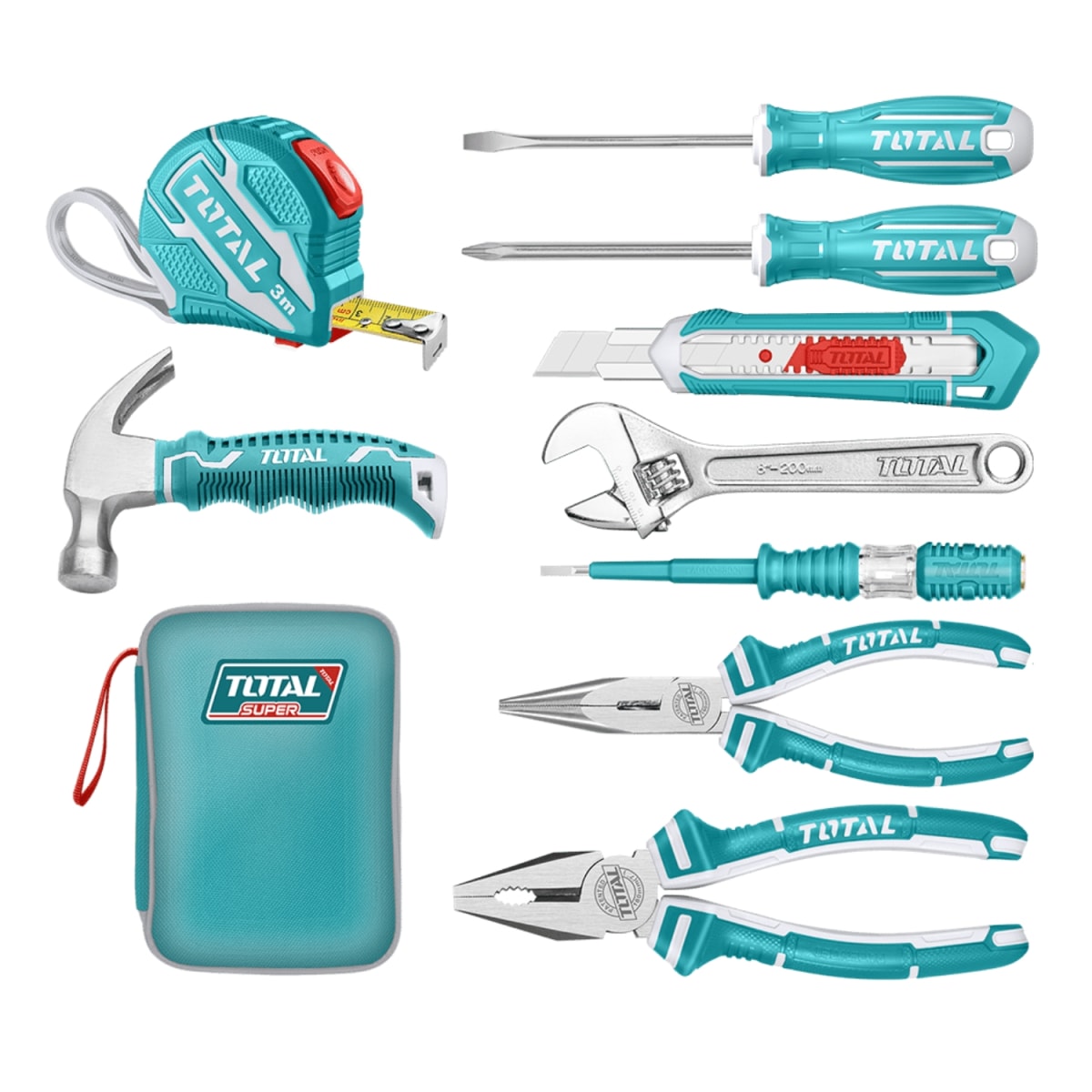 Set de Herramientas Manuales 9pcs con Maletin Total1