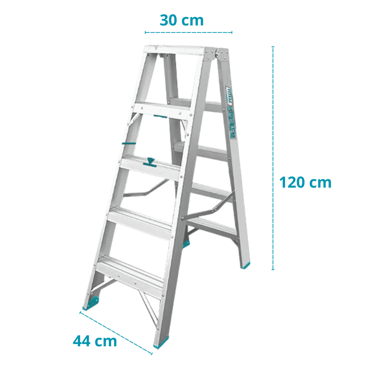 Escalera tijera doble acceso 5 peldaños soporta 150Kg Total2