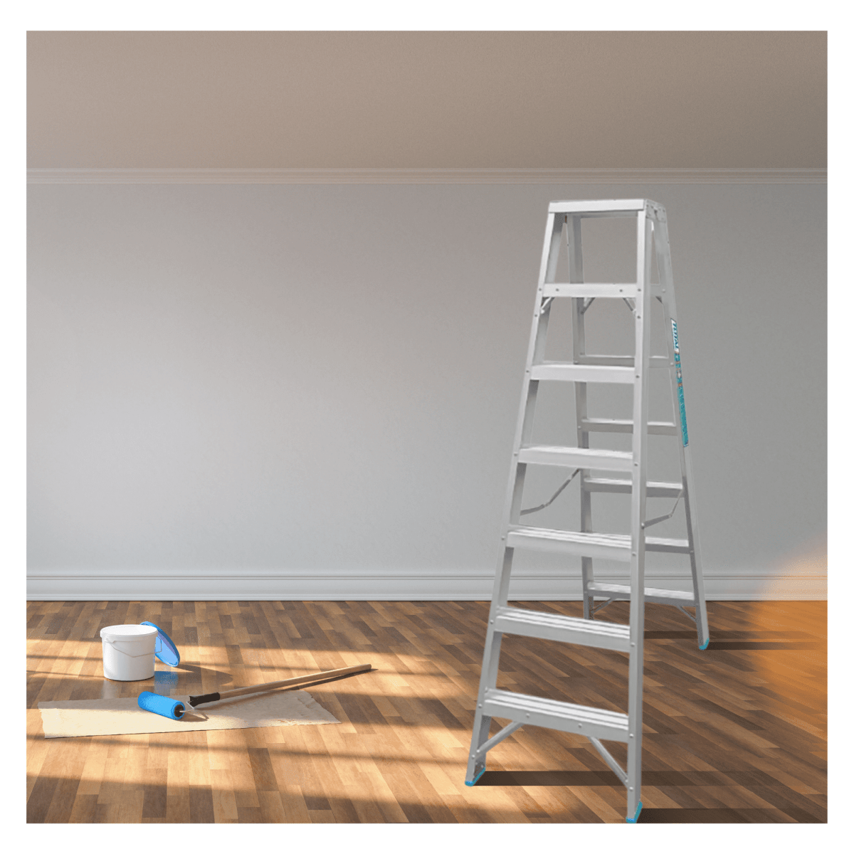 Escalera tijera doble acceso 7 peldaños soporta 150Kg Total4