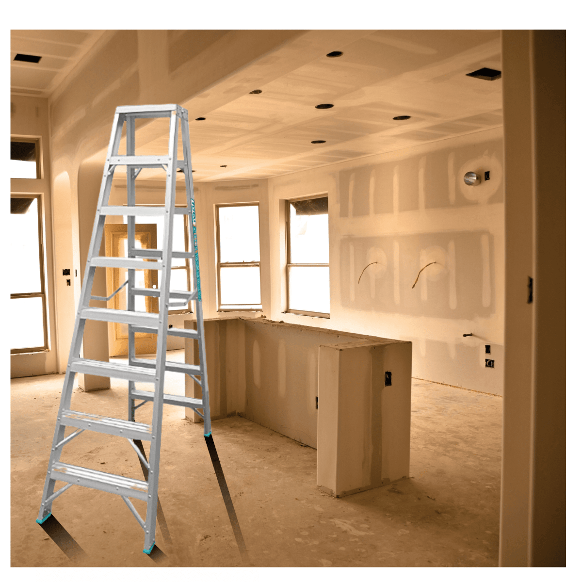 Escalera tijera doble acceso 8 peldaños soporta 150Kg Total4