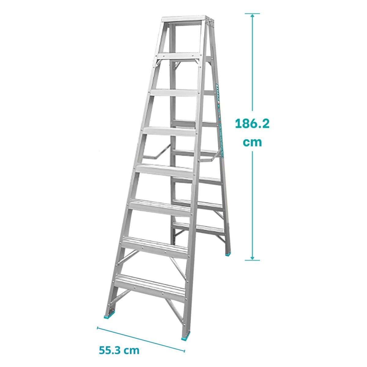 Escalera tijera doble acceso 8 peldaños soporta 150Kg Total2