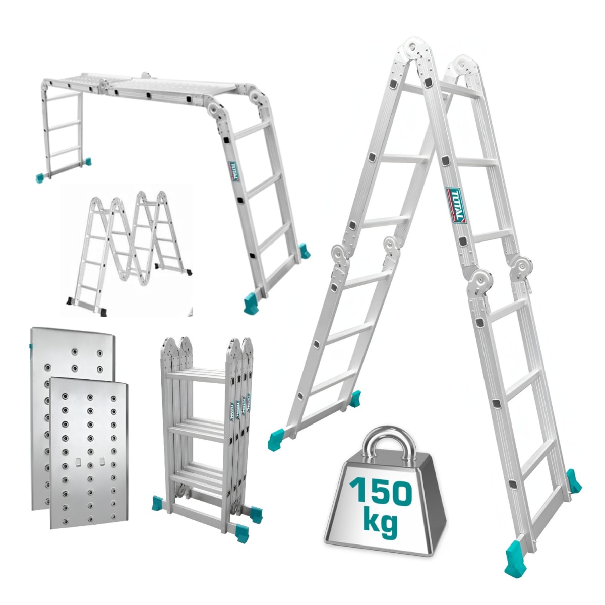Escalera multiposicion 12 peldaños incluye plataformas Total2