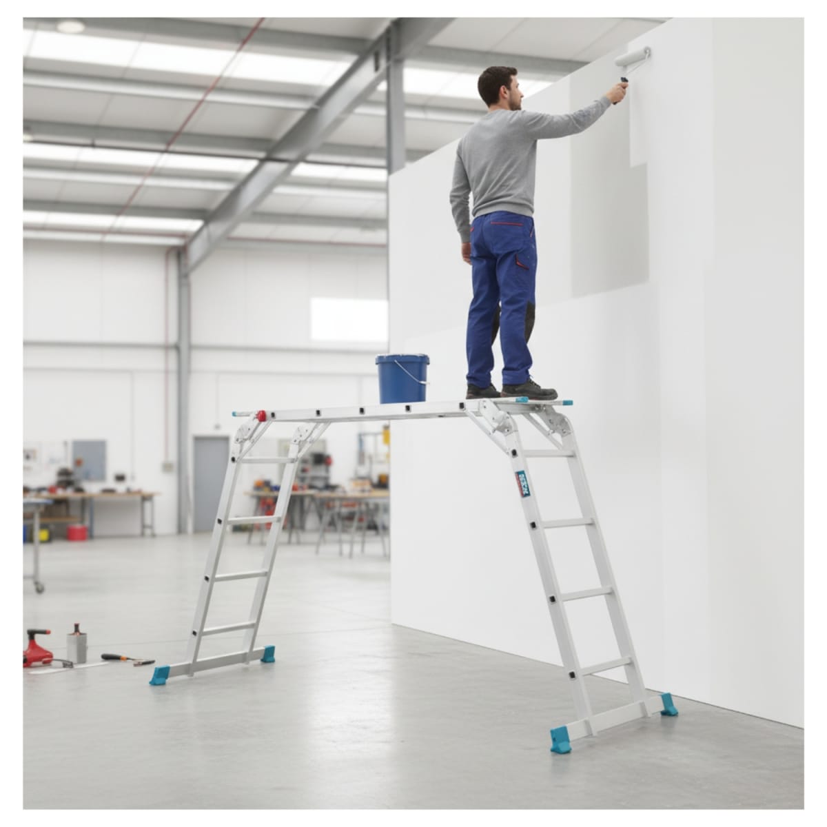 Escalera multiposicion 16 peldaños incluye plataformas Total9