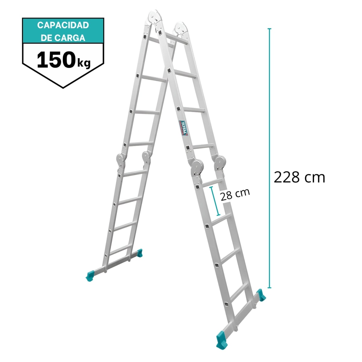 Escalera multiposicion 16 peldaños incluye plataformas Total2