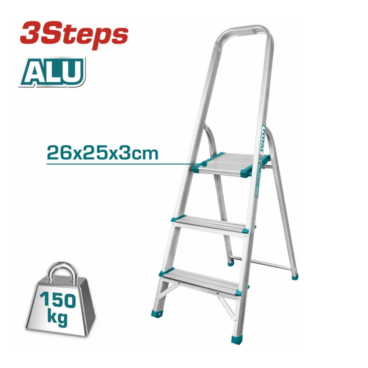 Escalera tubular 3 peldaños soporta 150 kg Total2