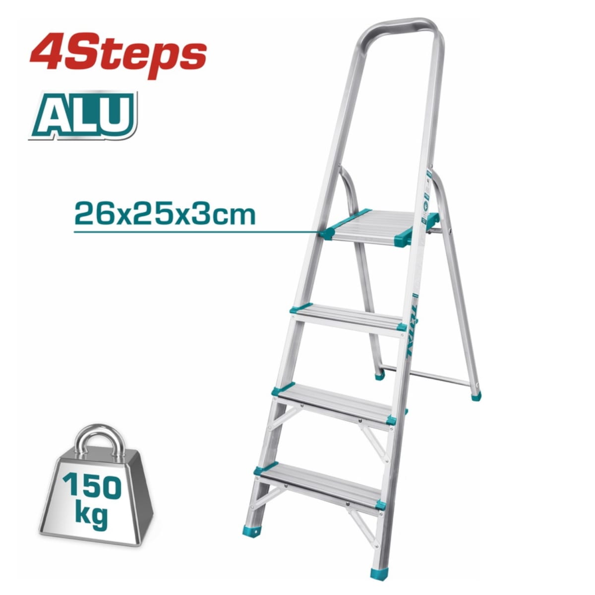 Escalera tubular 4 peldaños soporta 150 kg Total2