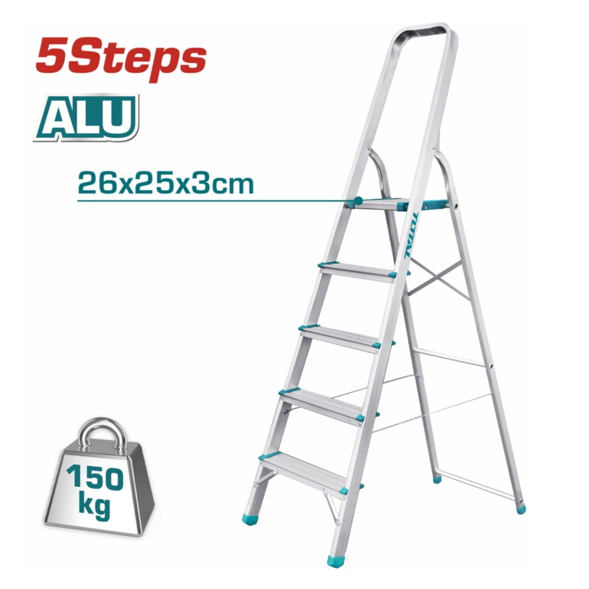 Escalera tubular 5 peldaños soporta 150kg Total2