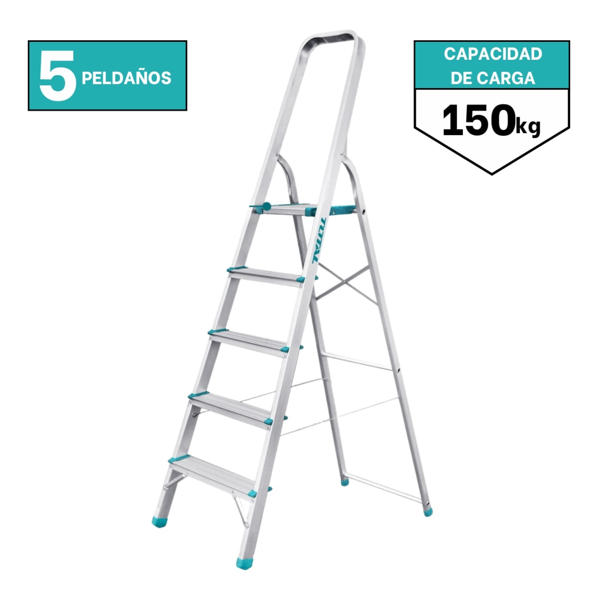 Escalera tubular 5 peldaños soporta 150kg Total1