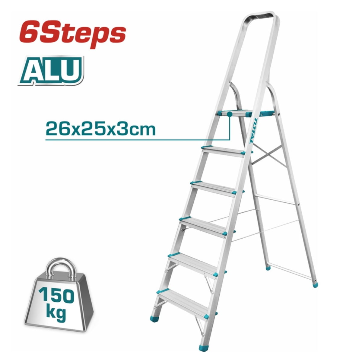 Escalera tubular 6 peldaños soporta 150kg Total2