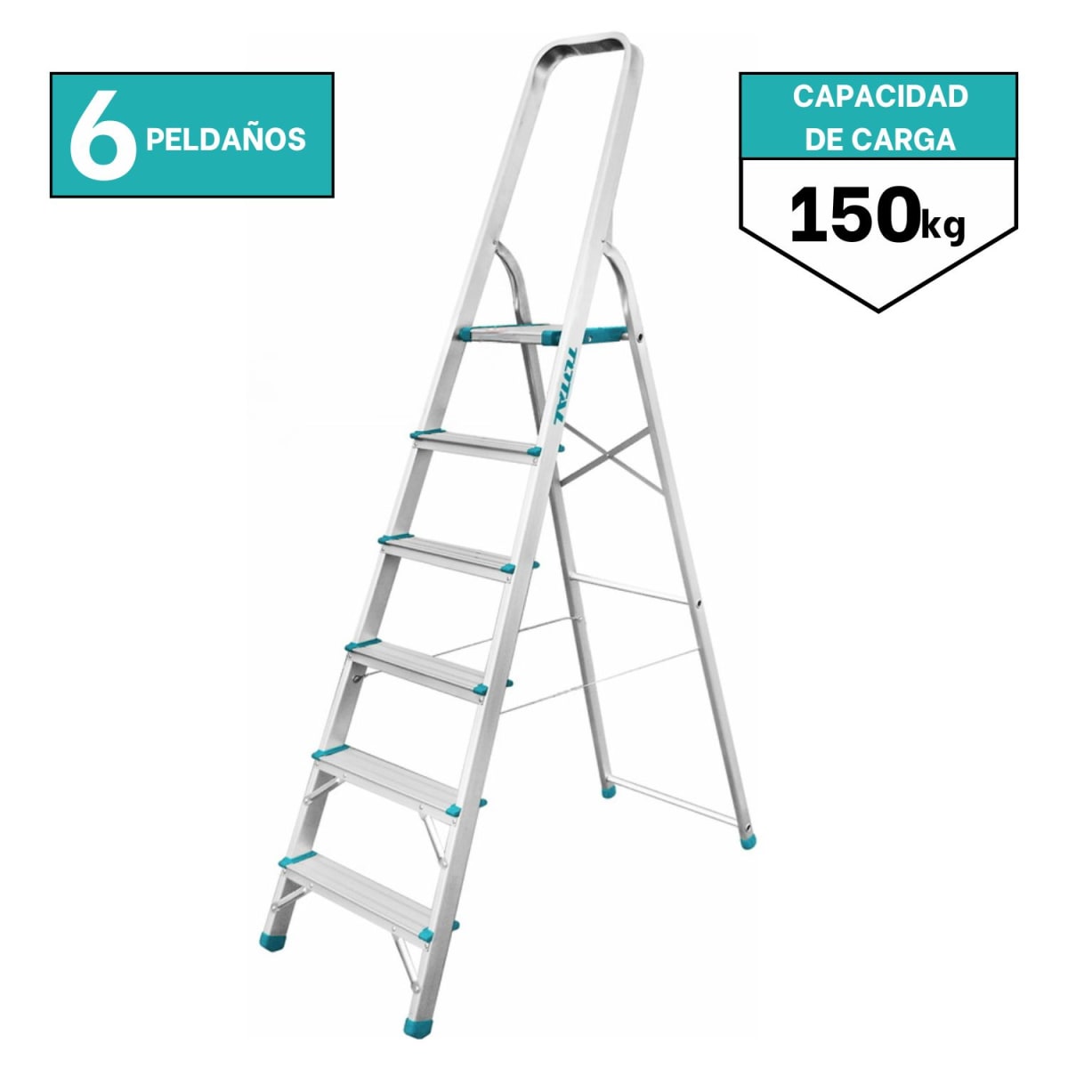 Escalera tubular 6 peldaños soporta 150kg Total1