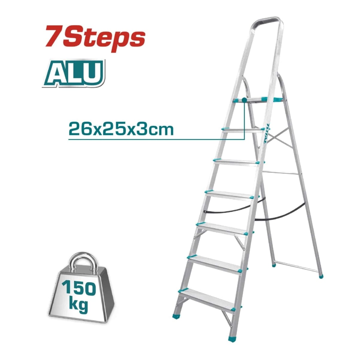 Escalera tubular 7 peldaños soporta 150kg Total2
