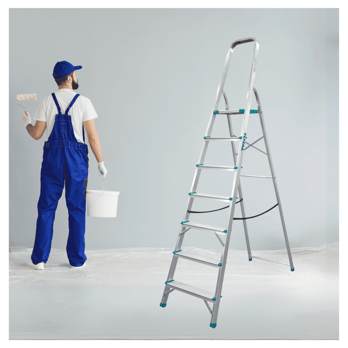 Escalera tubular 7 peldaños soporta 150kg Total7