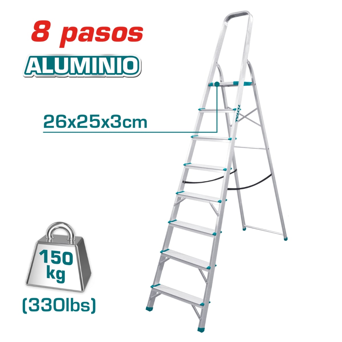 Escalera tubular 8 peldaños soporta 150kg Total2