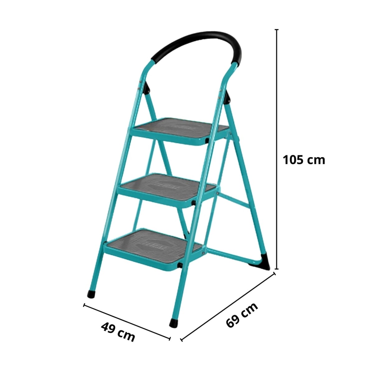 Escalera tubular de acero 3 pasos soporta 150kg Total4