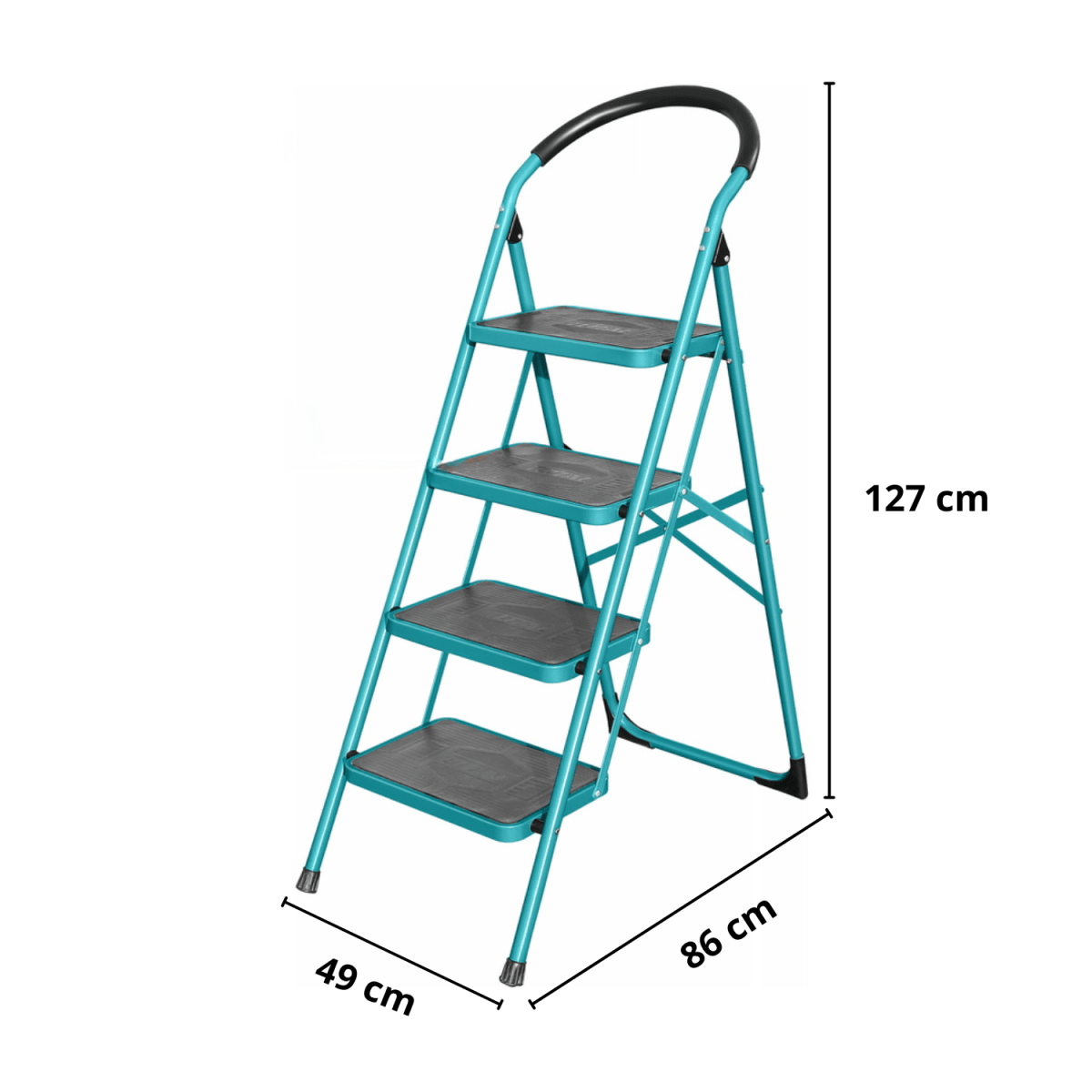 Escalera tubular de acero 4 pasos soporta 150kg Total3