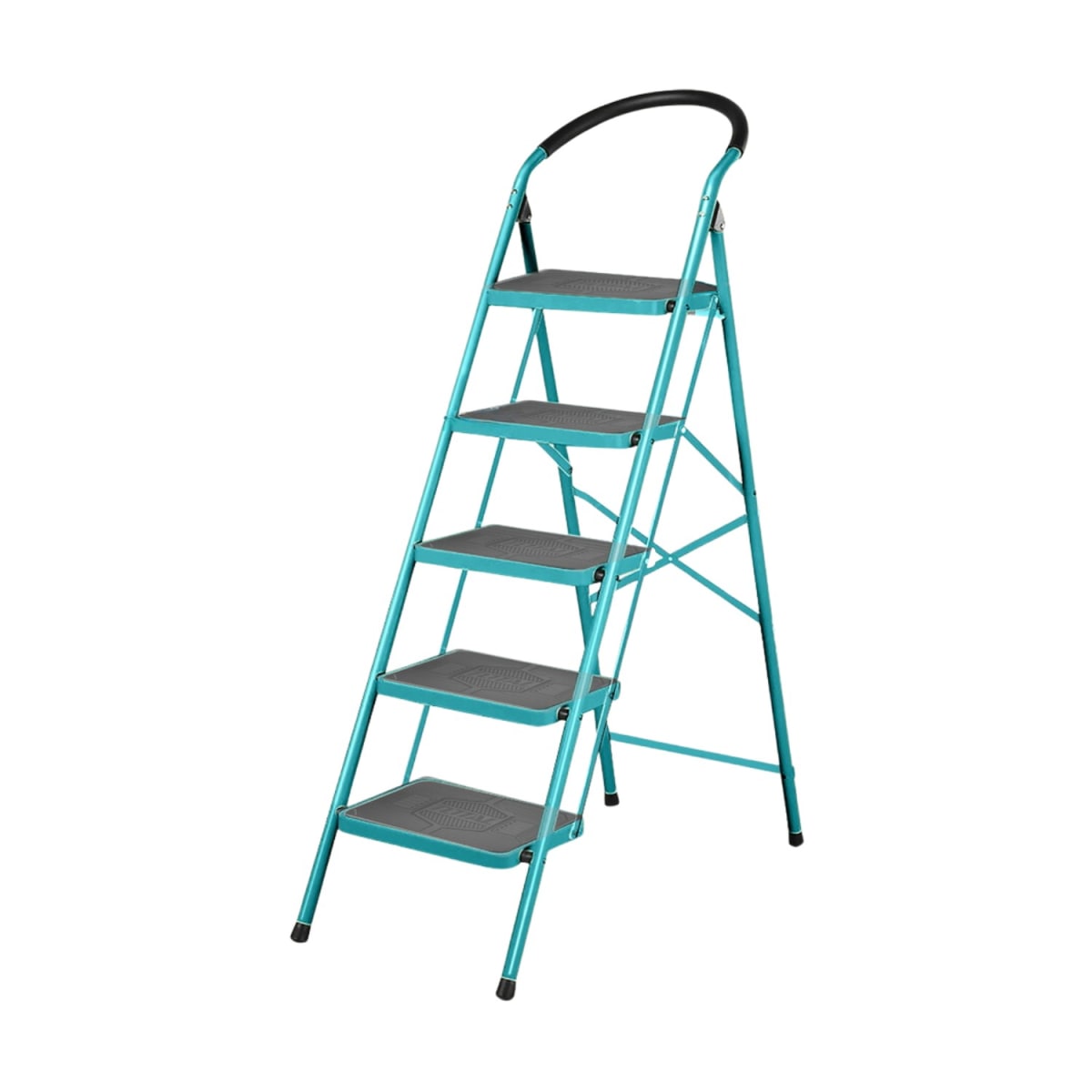 Escalera tubular de acero 5 pasos soporta 150kg Total2