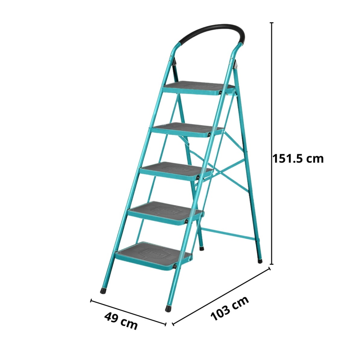 Escalera tubular de acero 5 pasos soporta 150kg Total4