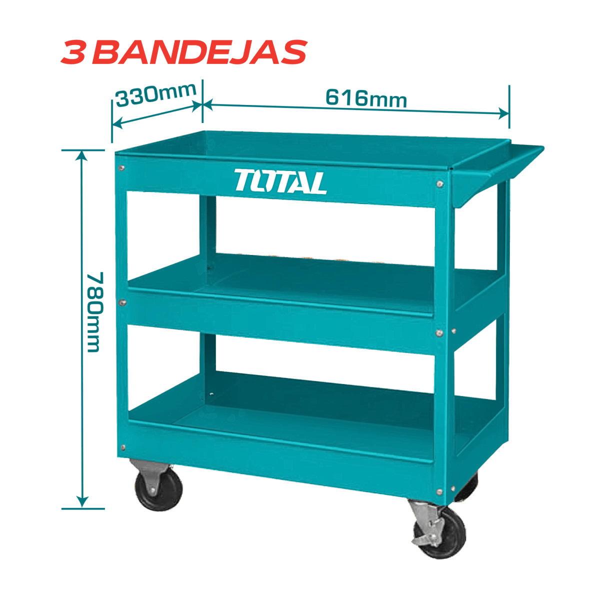Carro de servicio porta herramientas 3 niveles Total2