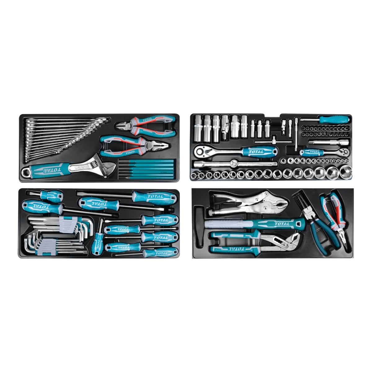 Maletín porta herramientas con 132 piezas Total4