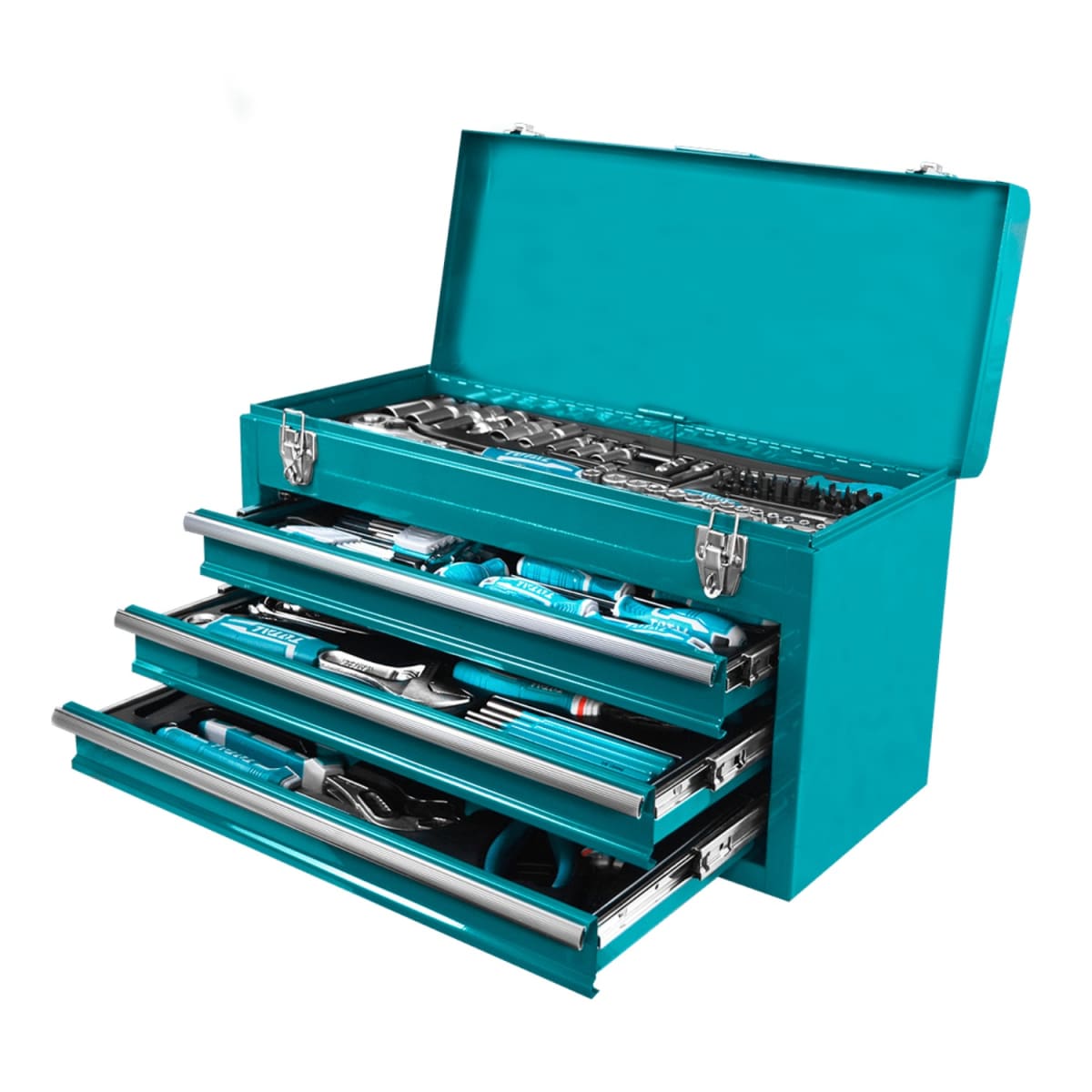 Maletín porta herramientas con 132 piezas Total1