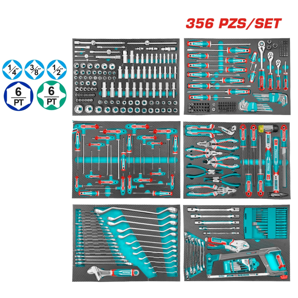 Gabinete porta herramientas 356 piezas industrial Total2