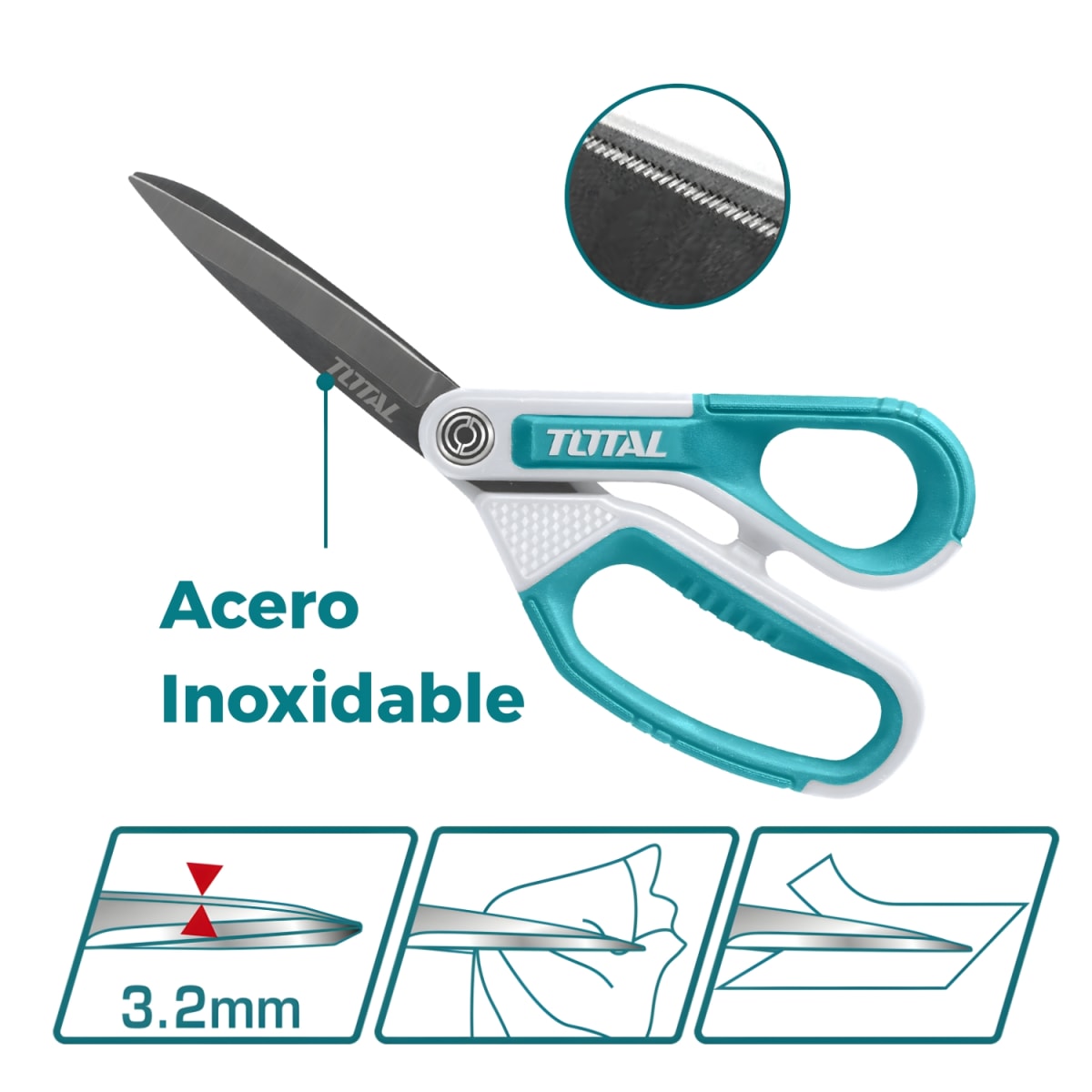 Tijera de Acero Inox/ Hoja de Titanio 210mm 8'' Total3