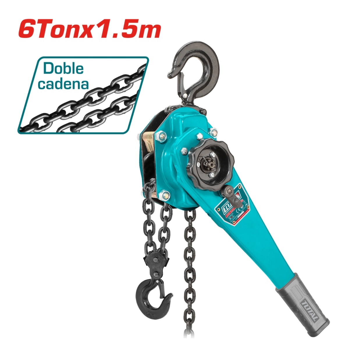 Tecle con Ratchet 6 Toneladas 1.5 metros Doble Cadena Total2