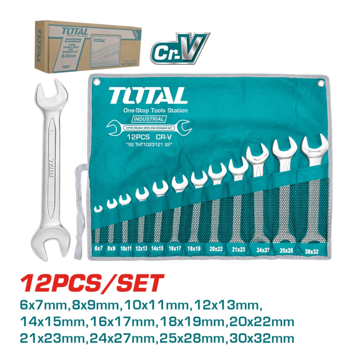 Set de Llaves Abiertas 6-32mm 12pcs Total4