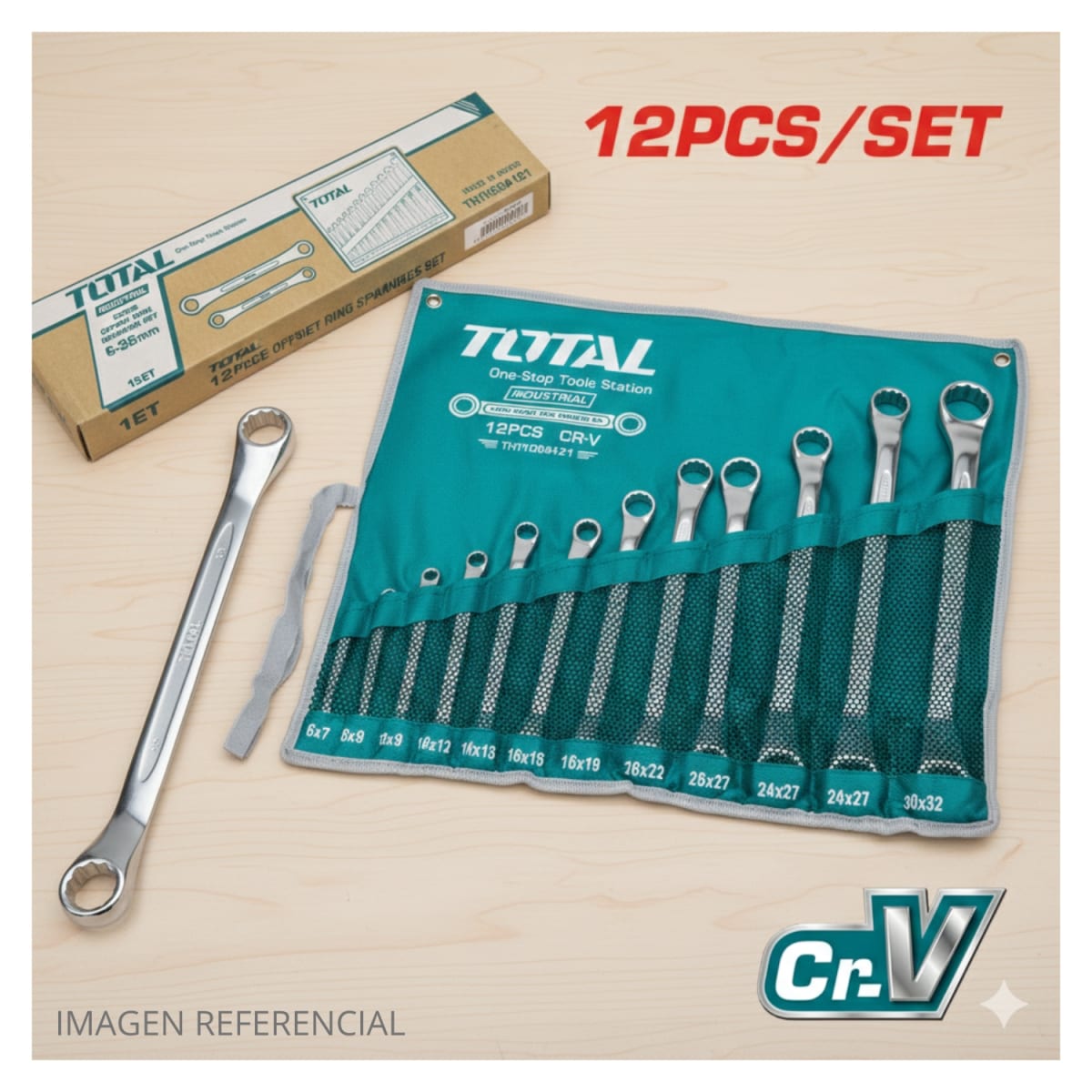 Set de Llaves Corona Acocada 6-32mm 12pcs Total2
