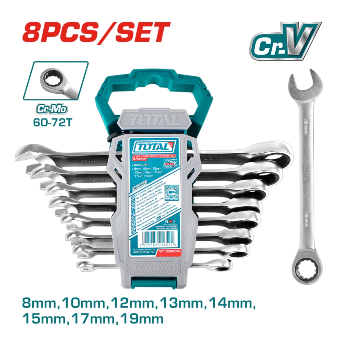 Set de Llaves de Rachet Combinada 8-19mm 8pcs Total3