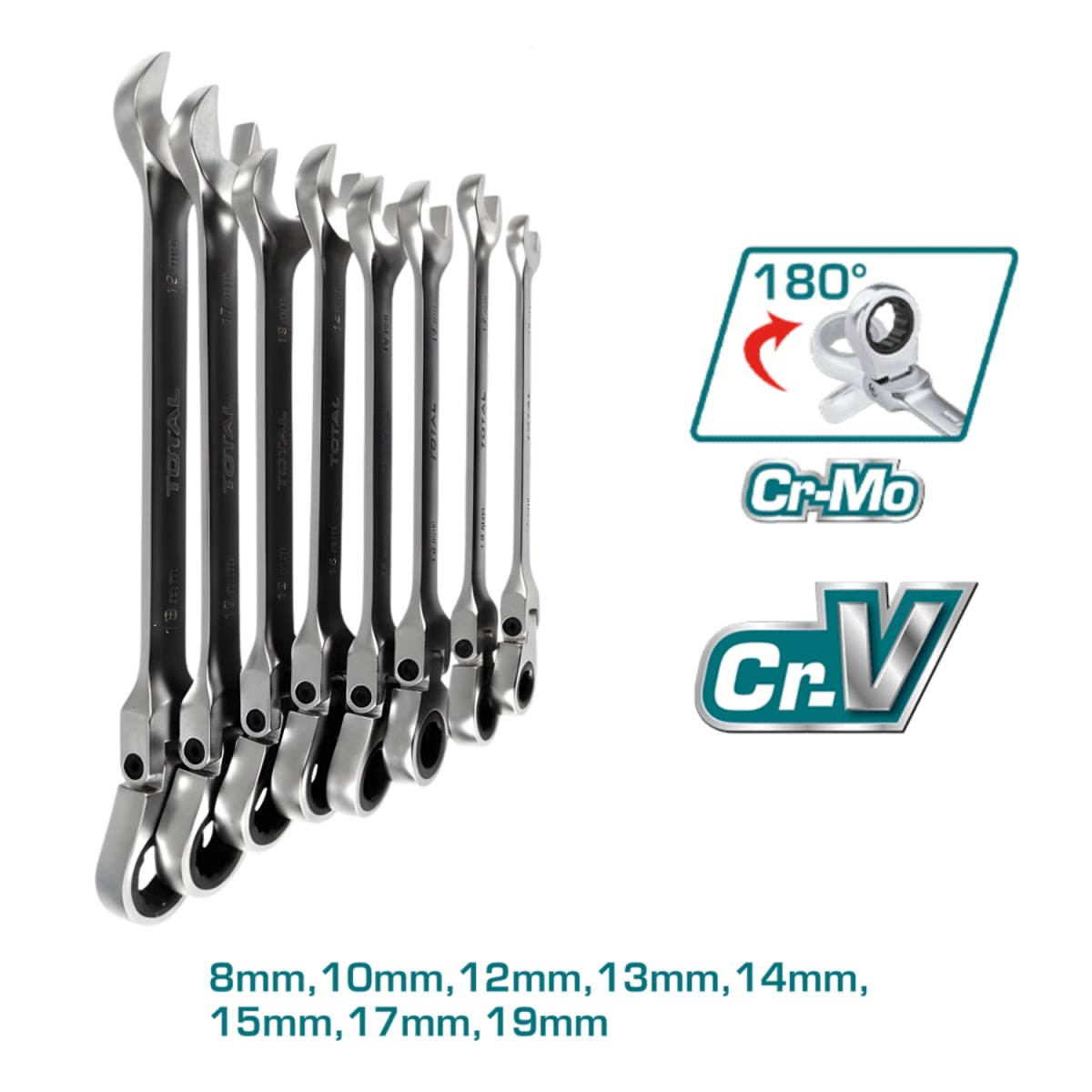 Set de Llaves Combinadas con Ratchet Flexible 8pcs Total4