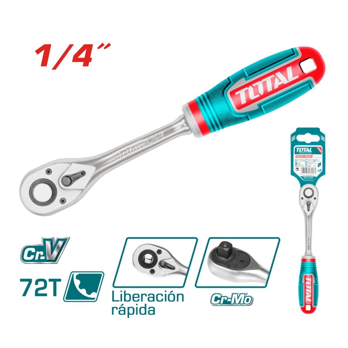 Ratchet Reversible 1/4'' Total3