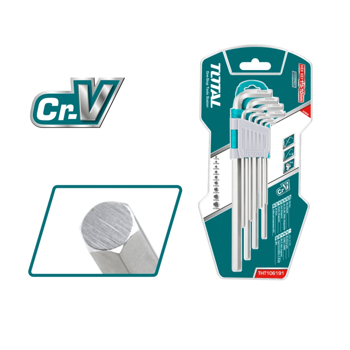 Set de Llaves Allen 1.5-10mm 9pcs Total3