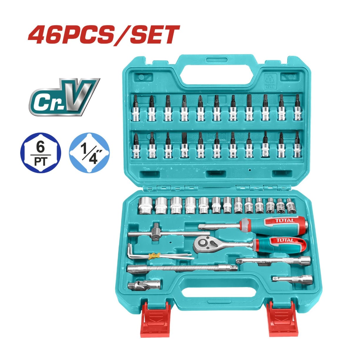 Juego de 46 herramientas mixtas ¼