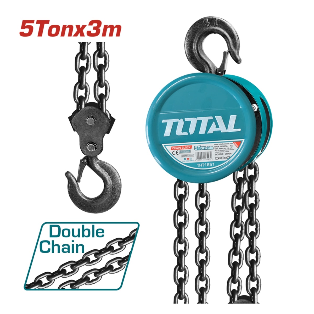 Tecle 5 tonelada 3 metros Doble Cadena Total2