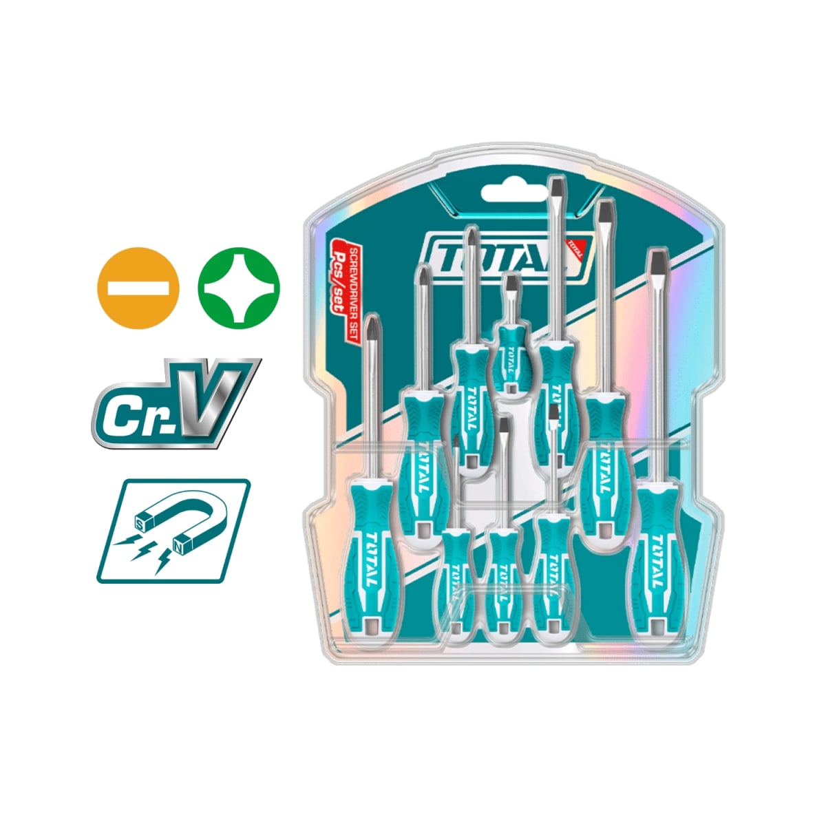 Set de Destornilladores 10pcs magnetico Total4