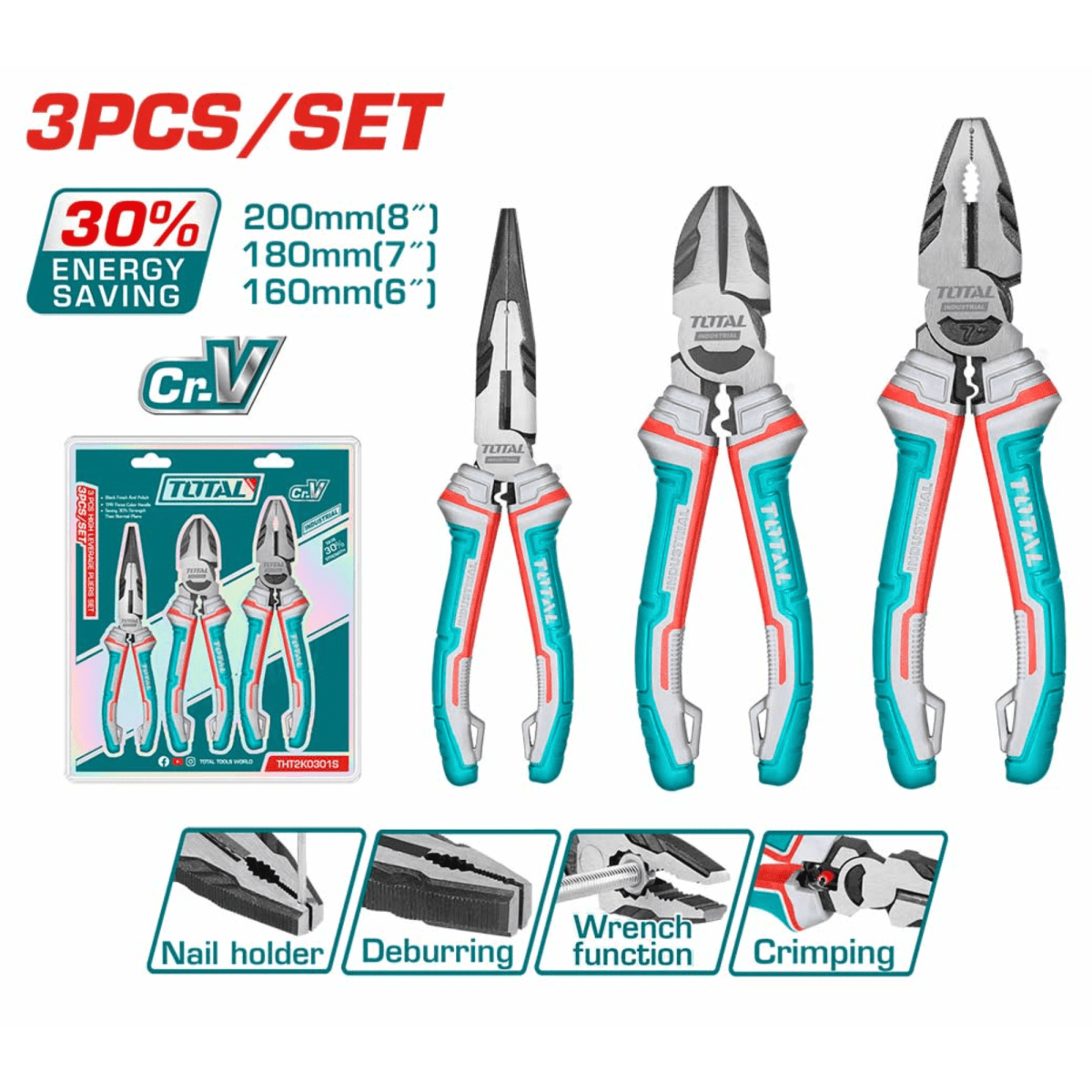 Set de alicates universal corte y punta Total2