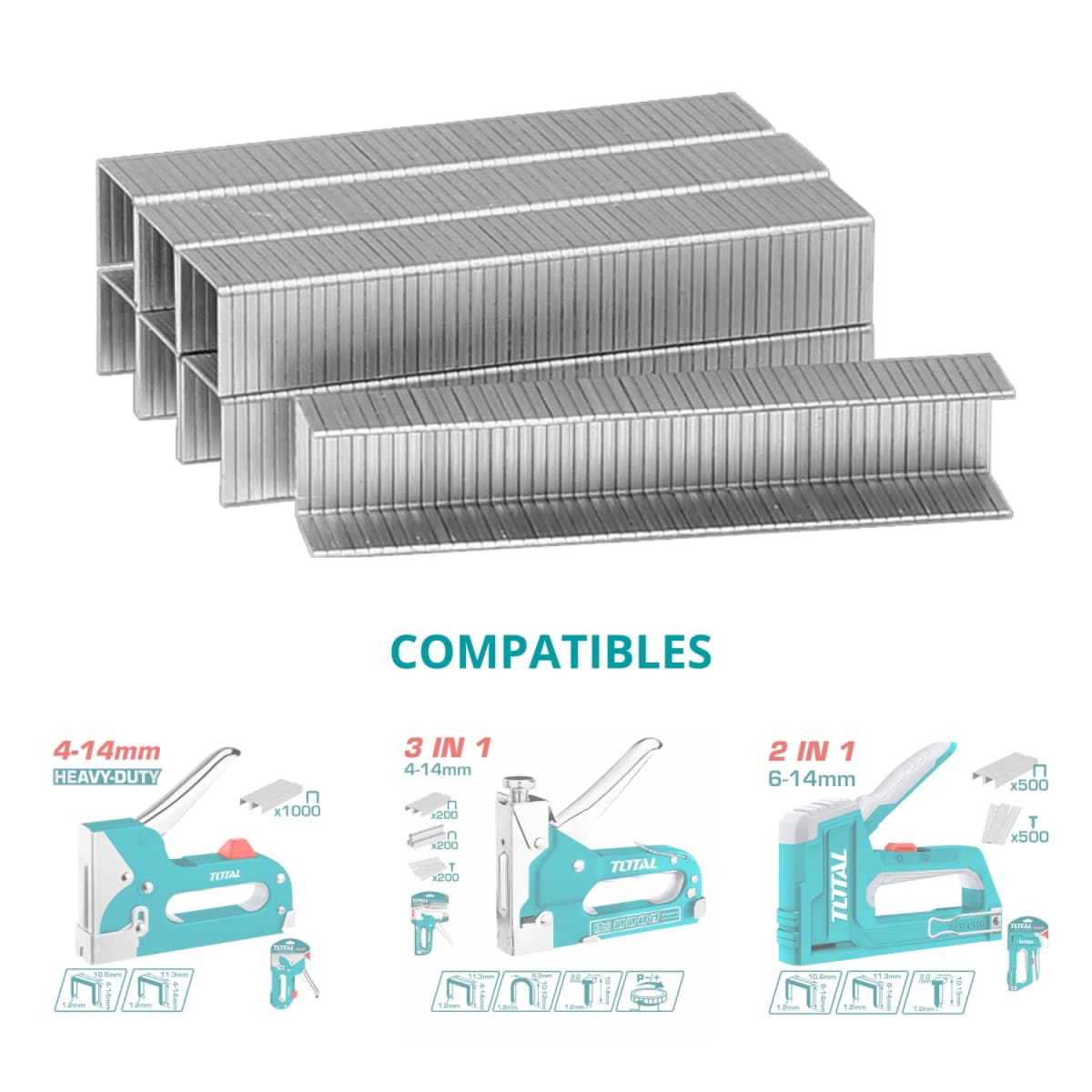 Grapas 10mm 1000pzs/ caja Total3