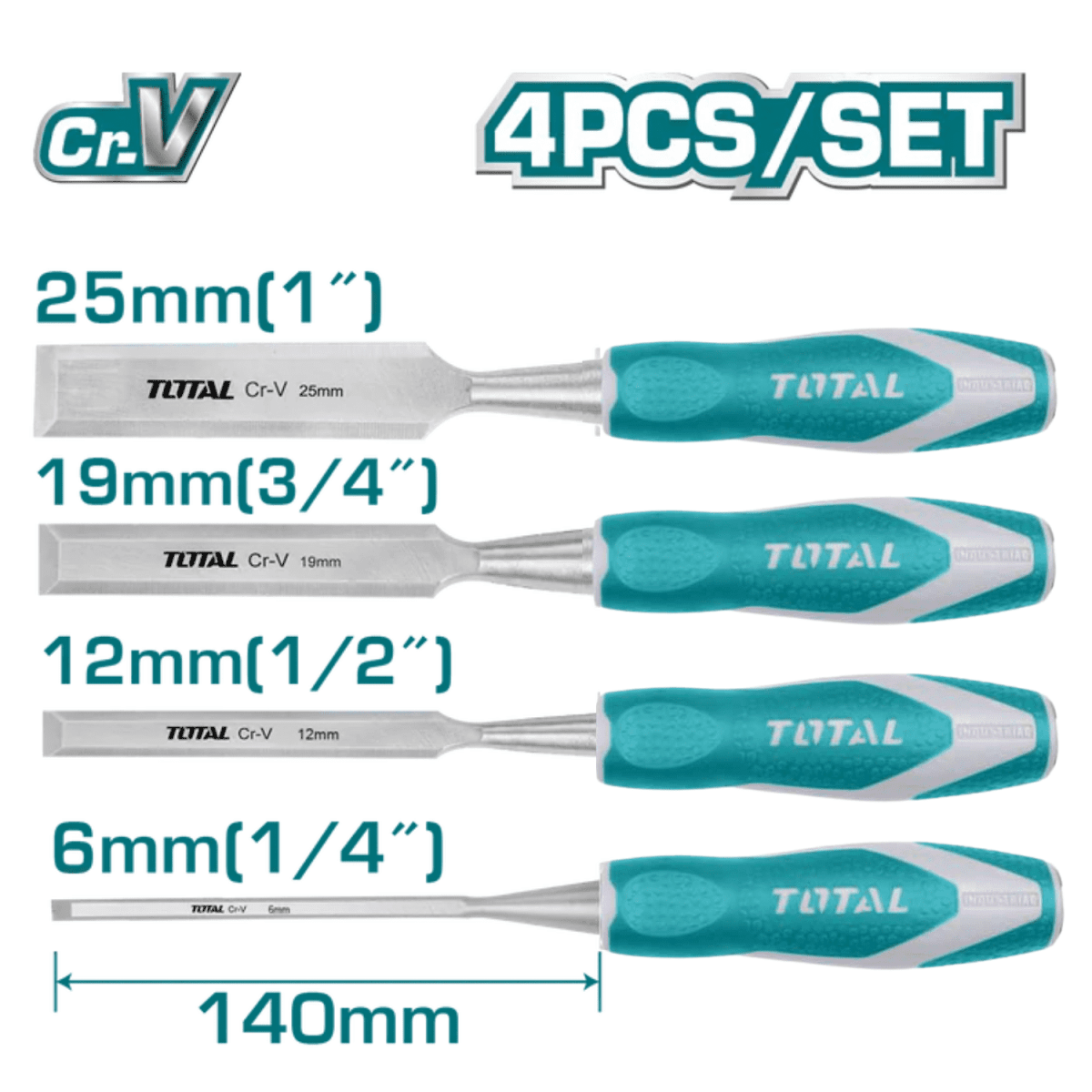 Juego de 4 formones mango comfort grip Total2
