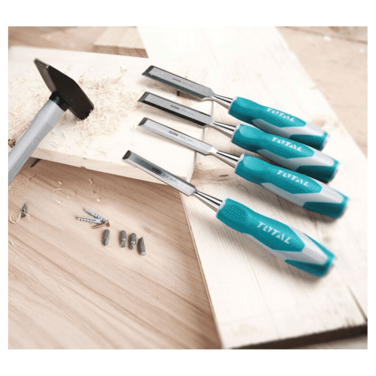 Juego de 4 formones mango comfort grip Total4