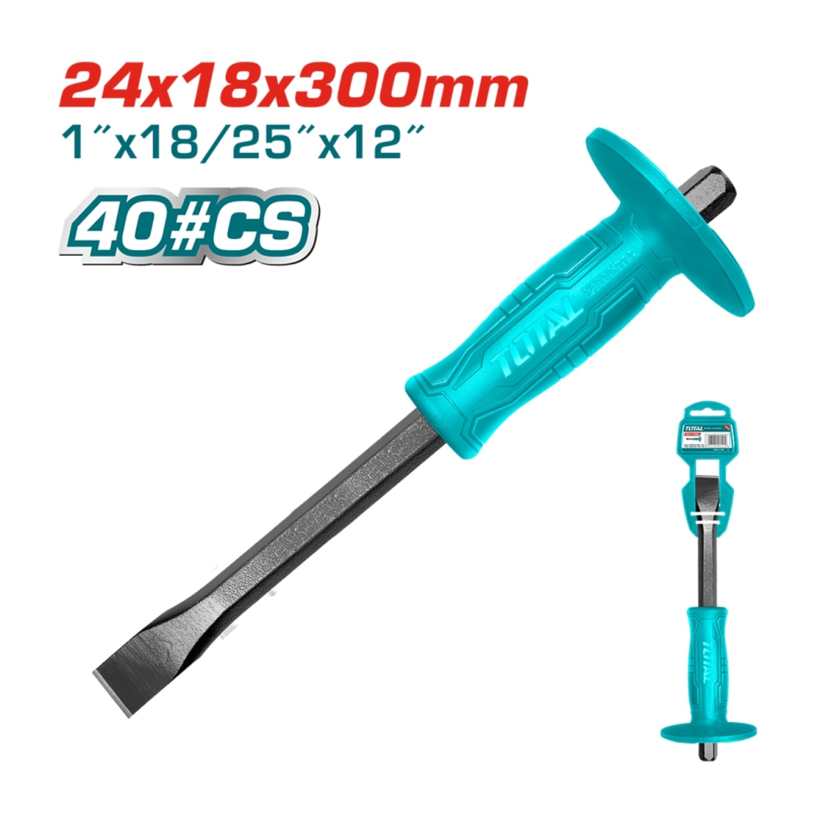 Cincel de Corte Frío 300mm Acero al Carbono Plano Total2