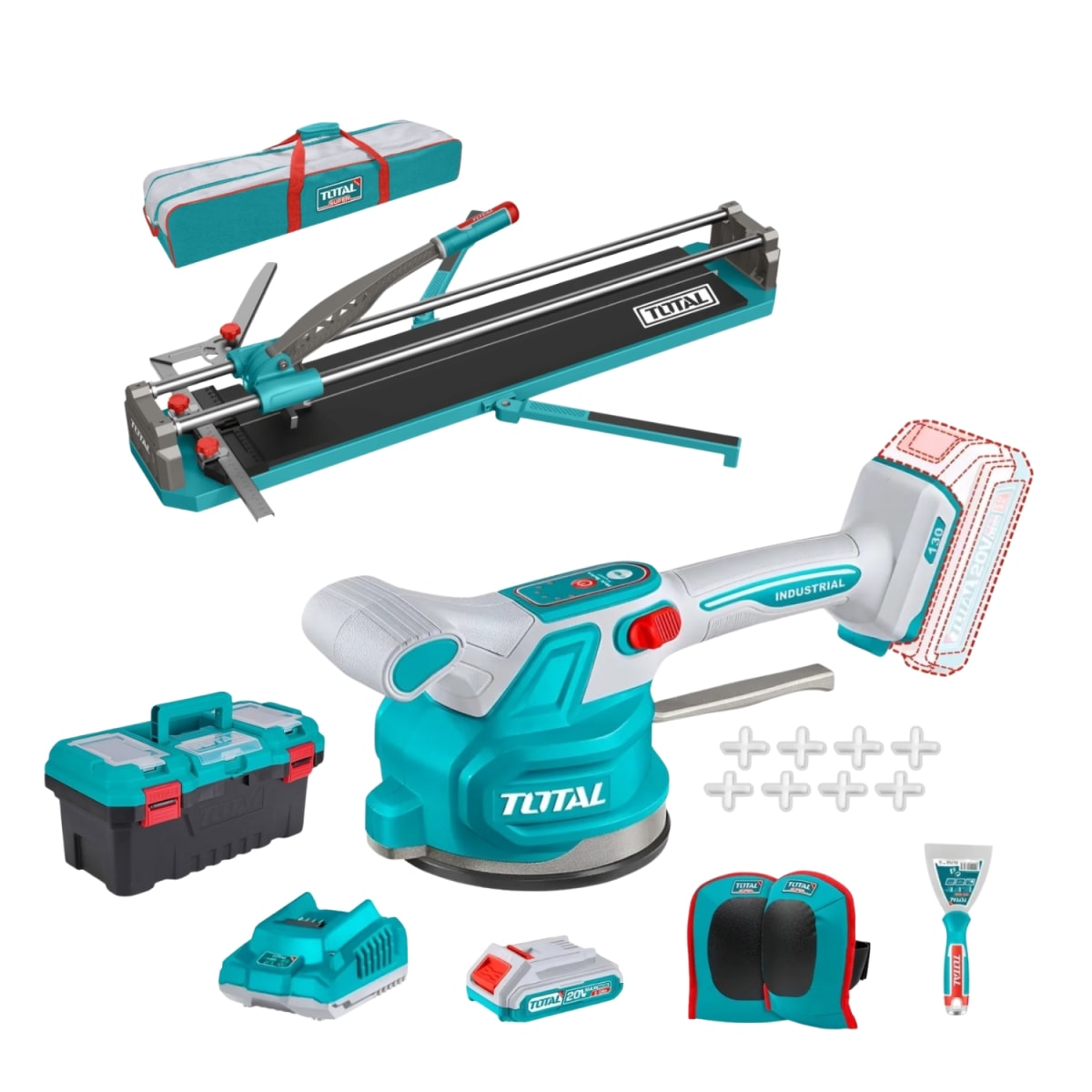 Cortador de Mayolica 80cm Pesada + Ventosa Vibradora 50kg 20v Total1